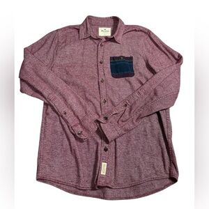 Hollister Men’s Large Red Flannel Shirt Long Sleeve Button Up Casual Preppy